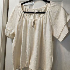 Madewell NWT Ivory short sleeve tee, tiered sleeve, size Medium